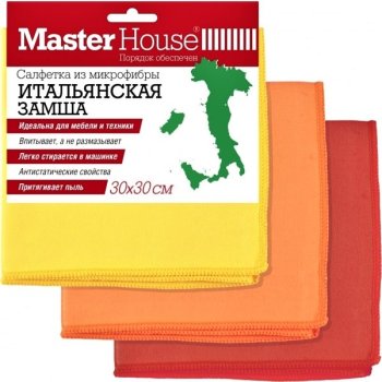 Салфетка для уборки Замша MasterHouse 30х 30 см 1 шт.