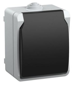 Розетка силовая накладная IEK FORS IP54 с заземлением черно/серая