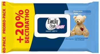 Салфетки влажные Emily Style детские 120 шт