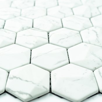 Мозаика Mini hexagon белый H119