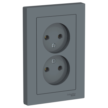 Розетка силовая двойная встраиваемая Schneider Electric AtlasDesign без заземления грифель