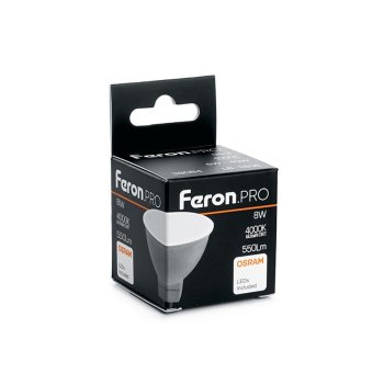 Лампа светодиодная Feron Pro GU5.3 8Вт 4000К нейтральный белый свет