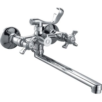 Cмеситель для ванны двуручный длинный излив HAIBA HB2224 цвет хром