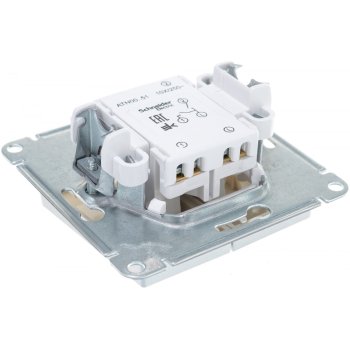 Выключатель встраиваемый Schneider Electric AtlasDesign 2 кл. алюминий без подсветки