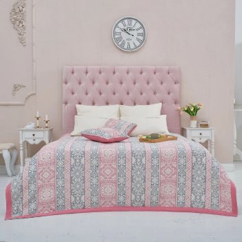 Покрывало Этель Cotton 240х180 см розовый/серый