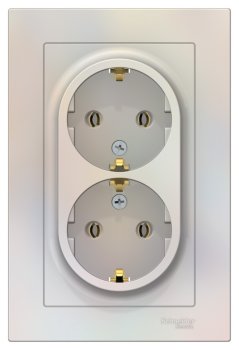 Розетка силовая двойная встраиваемая Schneider Electric AtlasDesign с заземлением жемчуг