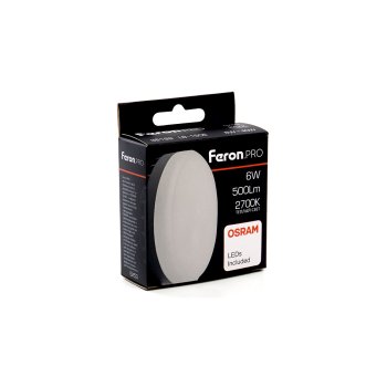 Лампа светодиодная Feron Pro GX53 6Вт 2700К теплый белый свет