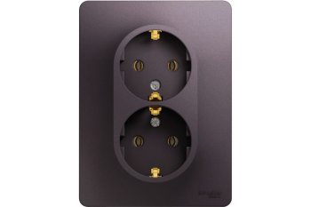 Розетка силовая двойная встраиваемая Schneider Electric Glossa с заземлением сиреневый туман