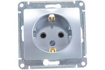 Розетка силовая встраиваемая Schneider Electric Glossa с заземлением алюминий