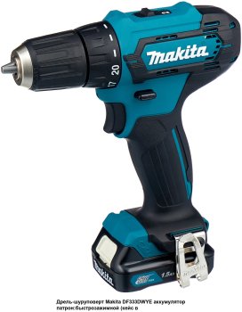 Дрель-шуруповерт аккумуляторная Makita DF333DWAE Li-lon 12В 2x2Ач 30Нм