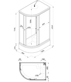 Кабина душевая Тритон Коралл правая 120х80х231 см