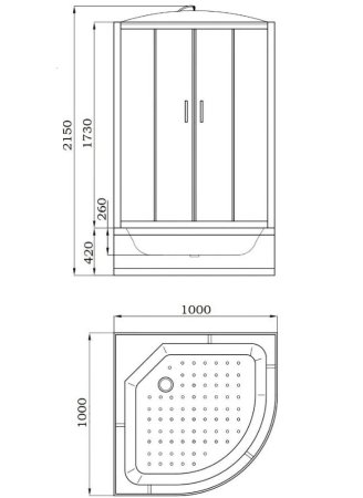 Кабина душевая Parly EC102 100х100х215 см