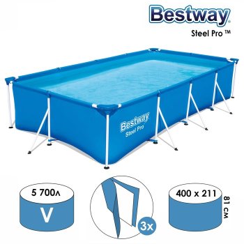 Бассейн каркасный Bestway Steel Pro 400х211х81 см 5 700 л
