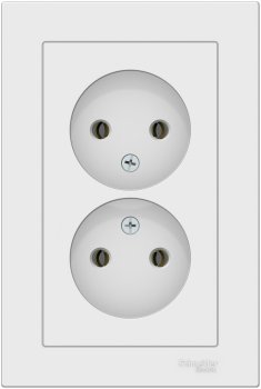 Розетка силовая двойная встраиваемая Schneider Electric AtlasDesign без заземления белый