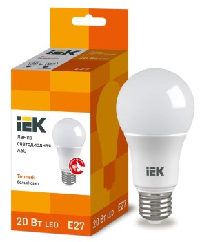Лампа светодиодная IEK E27 20Вт 3000К теплый белый свет