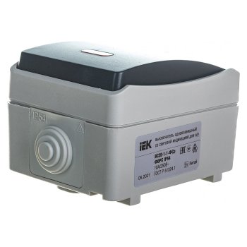 Выключатель накладной IEK FORS IP54 1 кл. серый с подсветкой