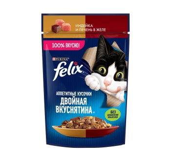 Корм консервированный для кошек Felix Двойная Вкуснятина  75г