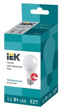 Лампа светодиодная IEK E27 11Вт 4000К нейтральный белый свет