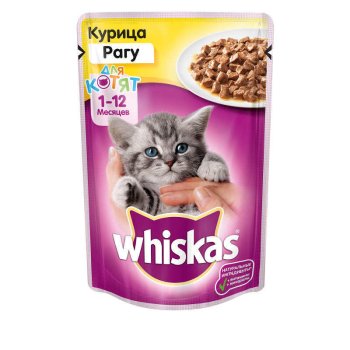Корм консервированный для котят Whiskas Рагу Курица 75г