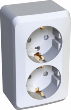 Розетка силовая двойная накладная Schneider Electric Этюд с заземлением белый