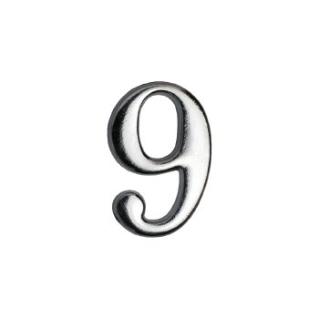 Цифра дверная №9 хром металл
