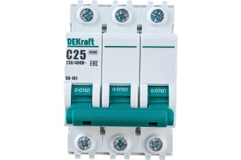 Автоматический выключатель Dekraft ВА-101 3P 25А хар-ка C 4,5кА