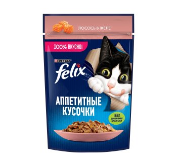 Корм консервированный для кошек Felix Аппетитные кусочки Лосось  75г