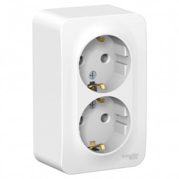 Розетка силовая двойная накладная Schneider Electric Blanca с заземлением белый
