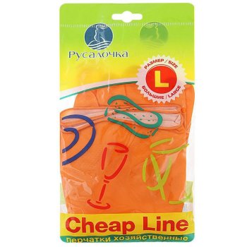 Перчатки резиновые РУСАЛОЧКА Cheap line р.L, 1 пара