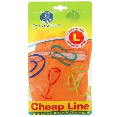 Перчатки резиновые РУСАЛОЧКА Cheap line р.L, 1 пара