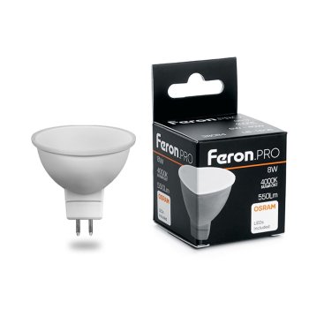 Лампа светодиодная Feron Pro GU5.3 8Вт 4000К нейтральный белый свет