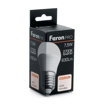 Лампа светодиодная Feron Pro E27 7,5Вт 2700К теплый белый свет