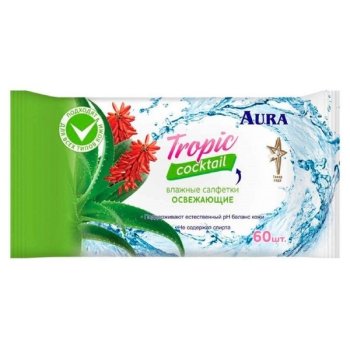 Салфетки влажные Aura освежающие 60 шт