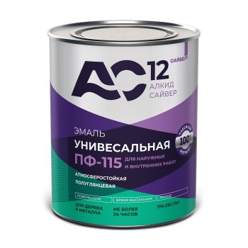 Эмаль алкидная универсальная ПФ-115 AC12 Сайвер белая 0,8 кг