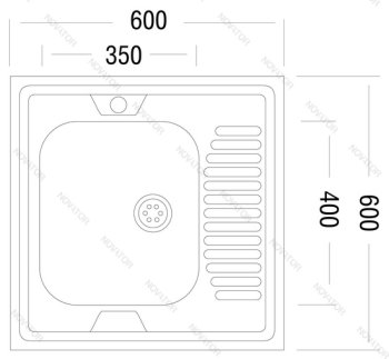 Мойка накладная ECO 600.600 R нержавеющая сталь 60х60х12см Серый металлик