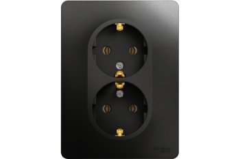 Розетка силовая двойная встраиваемая Schneider Electric Glossa с заземлением антрацит
