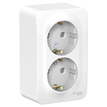 Розетка силовая двойная накладная Schneider Electric Blanca с заземлением белый