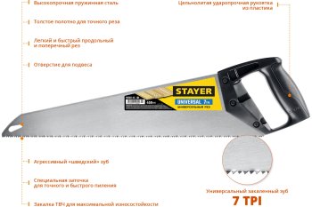 Ножовка столярная по дереву 450 мм Stayer Universal
