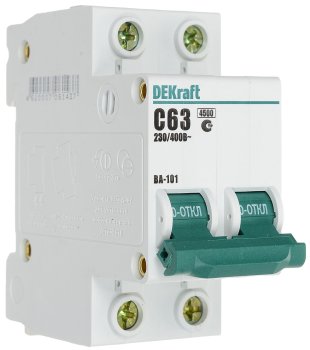 Автоматический выключатель Dekraft ВА-101 2P 63А хар-ка C 4,5кА