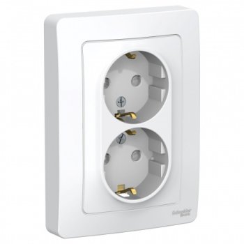 Розетка силовая двойная встраиваемая Schneider Electric Blanca с заземлением белый