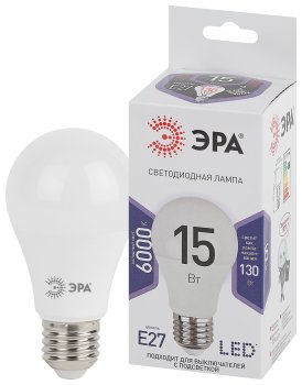 Лампа светодиодная Эра E27 15Вт 6000К холодный белый свет