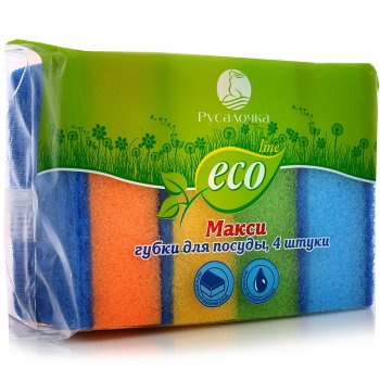 Губка Eco line Макс 9х7х3,2 см 4 шт