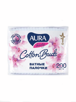 Палочки ватные Aura 200 шт в пакете
