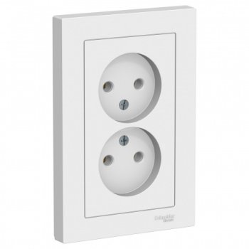 Розетка силовая двойная встраиваемая Schneider Electric AtlasDesign без заземления белый