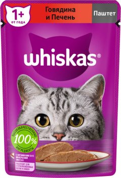 Корм консервированный для кошек Whiskas Паштет Говядина Печень  75г