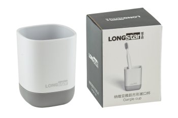 Стакан для зубных щеток LONGSTAR пластик цвет белый/серый