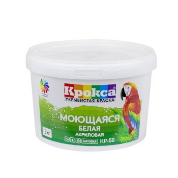Краска водно-дисперсионная Завод Диола Крокса моющаяся белая 3 кг