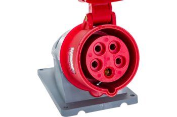 Розетка силовая накладная IEK 16А 380В 3К+З+N красная прямая IP44