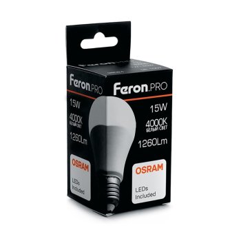 Лампа светодиодная Feron Pro E27 15Вт 4000К нейтральный белый свет
