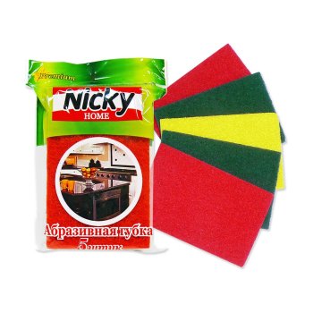 Губка Nicky Home 14х9х0,8 см 5 шт